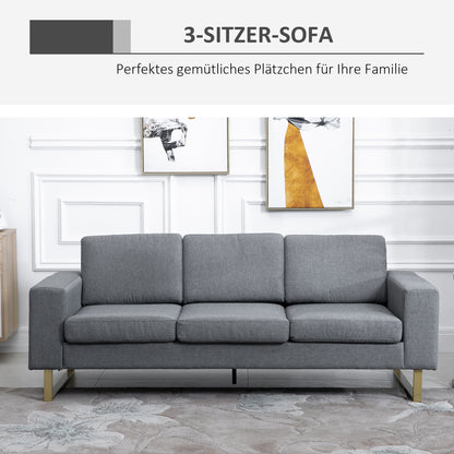 3-zitsbank – sofa – zitbank – loveseat – tweezitsbank – donkergrijs – linnen-look stof – royaal formaat 200 x 82 x 78 cm