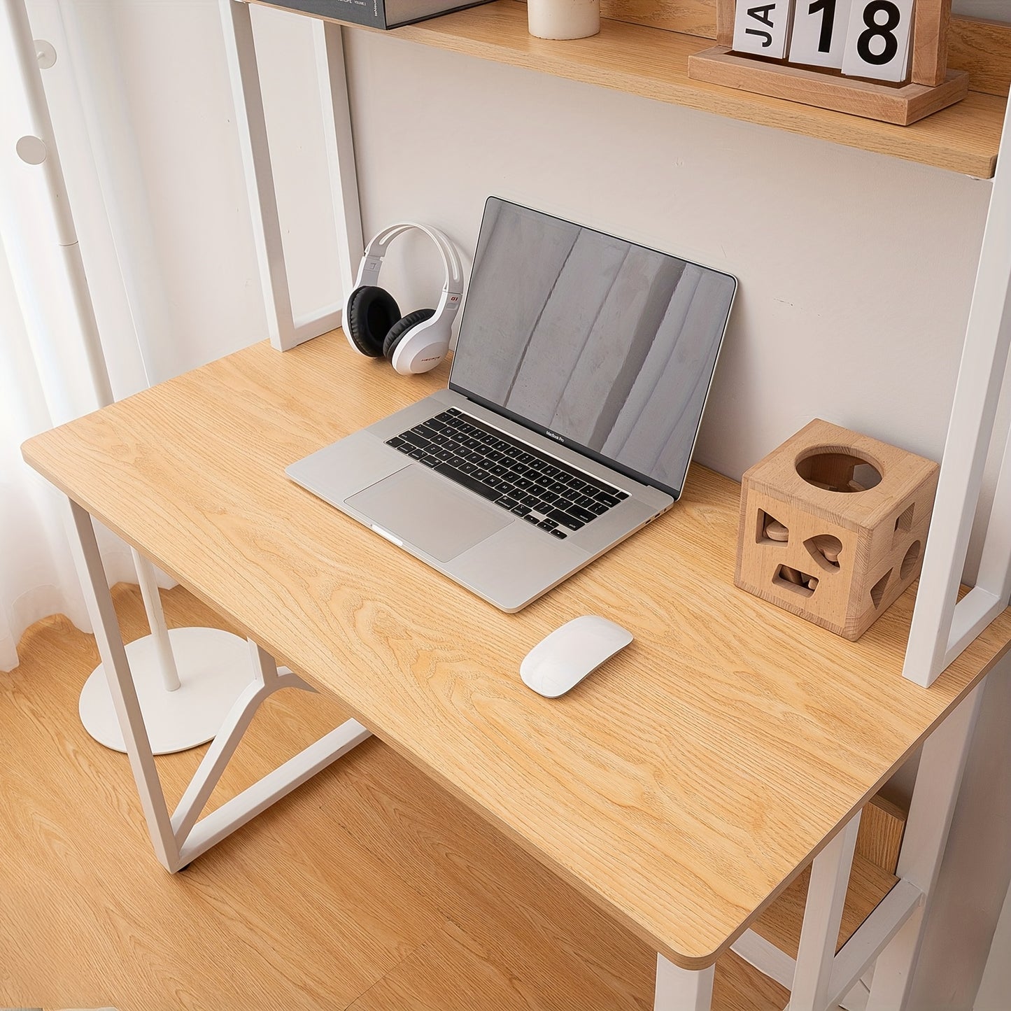 Bureau – Studietafel – Werkplek – Computertafel – Bureautafel – 100x50 cm – Dubbele Opberglagen – Stevige Y-Vormige Metalen Poten