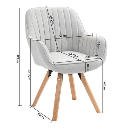 Eetkamerstoelen – Draaibaar Stoelen – Keukenstoelen – Bureaustoelen – Zithoek Stoelen – Set van 6 Beige – 360° Draaibare Zitting – Houten Poten