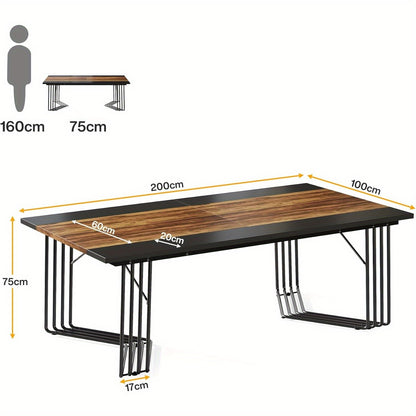 Eettafel – Keukentafel – Tafel – Eetkamertafel – Bureau – Industrieel Metalen Frame – Extra Lang 200 cm Voor 8-10 Personen – Stevig MDF Blad – Gemakkelijk Schoon Te Maken