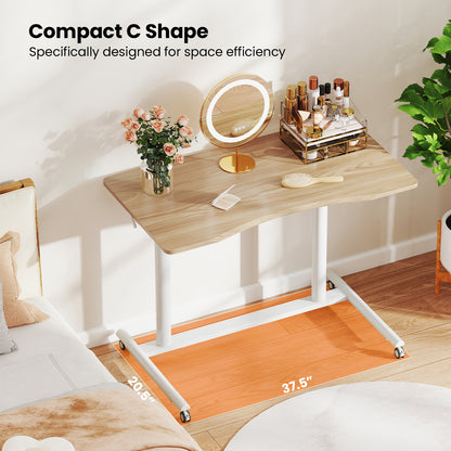 Zitsta Bureau – Staande Werkplek – Verstelbaar Bureau – Mobiel Bureau – Laptop Tafel – C-vormig Design – Verstelbare Hoogte 70-107 cm – Metalen Frame Met Wieltjes