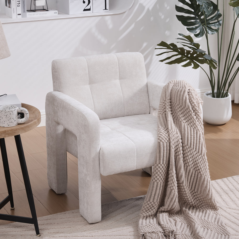 Modern Minimalist Single Armchair - Upholstered Padded with Foam & Assembly, Nordic Style Chair Suitable for Living Room, Bedroom, Office - - Seating