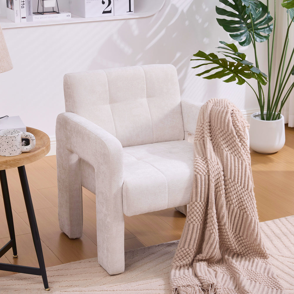 Modern Minimalist Single Armchair - Upholstered Padded with Foam & Assembly, Nordic Style Chair Suitable for Living Room, Bedroom, Office - - Seating
