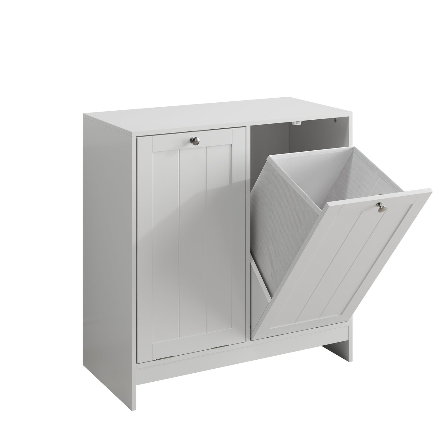 White Metal Storage Cabinet with Tilting Mechanism & Detachable Laundry Basket - Freestanding Entryway Shelf Unit Suitable for, Bedroom, Apartment - Easy Assembly, Space-Saving Modern Furniture (3.2 Cu Ft Closed Storage)
