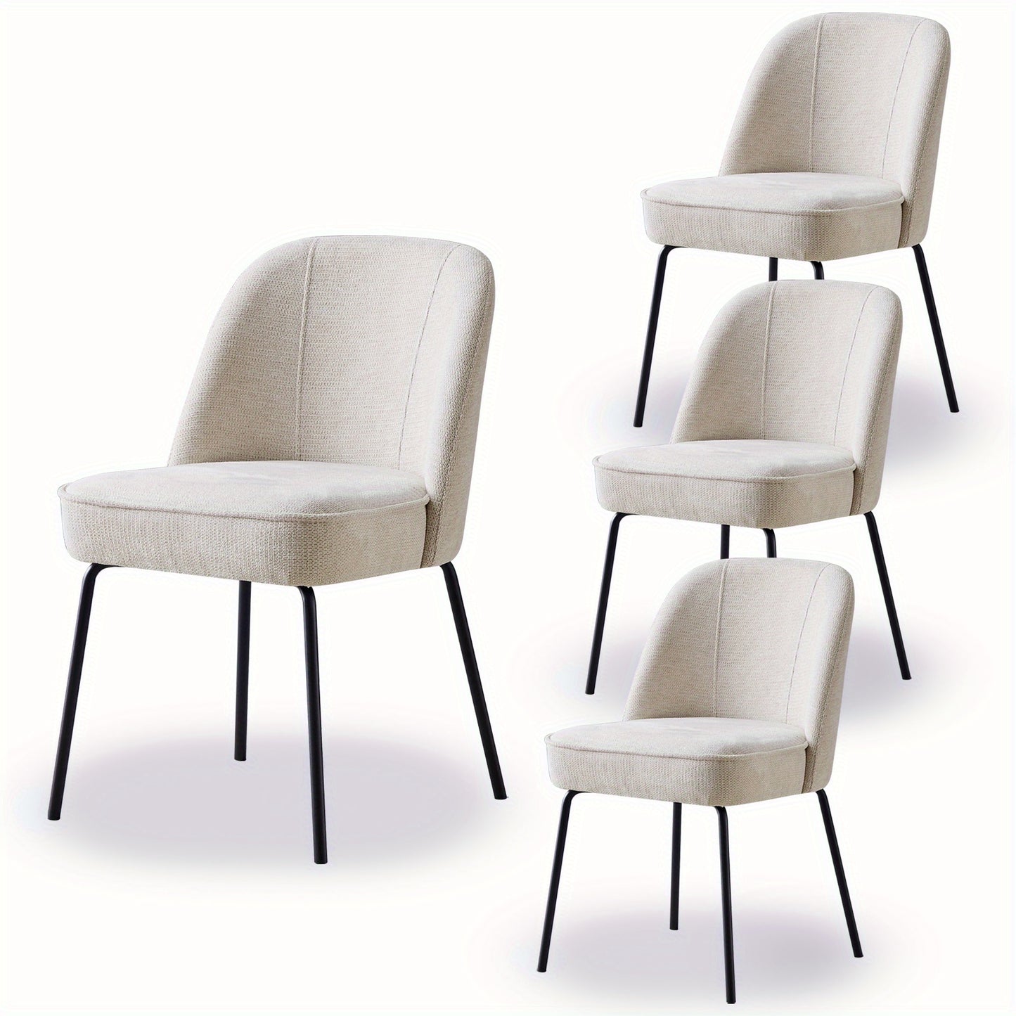 Eetkamerstoelen Set – Stoel – Dining Chair – Kuipstoel – Vergaderstoel – Set Van 4 – Comfortabel Zitkussen Met Traagschuim En Vering – Duurzaam Metaal En Houten Frame