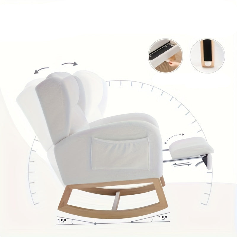 Fauteuil – Relaxstoel – Loungestoel – Accentstoel – Relaxfauteuil – Wit – Katoenen Bekleding – Handmatig Verstelbare Rugleuning – Stevige Basis Voor Harde Vloeren