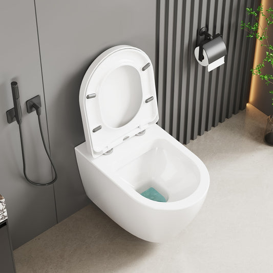 Wandtoilet – Hangtoilet – Toiletpot – Hangend Toilet – Diepspoel Toilet – Spoelrandloos – Softclose Bril – Keramiek – Ruimtebesparend Design – 51 cm Wit