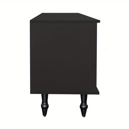 TV-meubel – Tv-kast – Mediawand – Lowboard – Tv-dressoir – Retro Design – Glazen Deuren – Massief Houten Poot – Geschikt Tot 80 Inch – MDF Constructie
