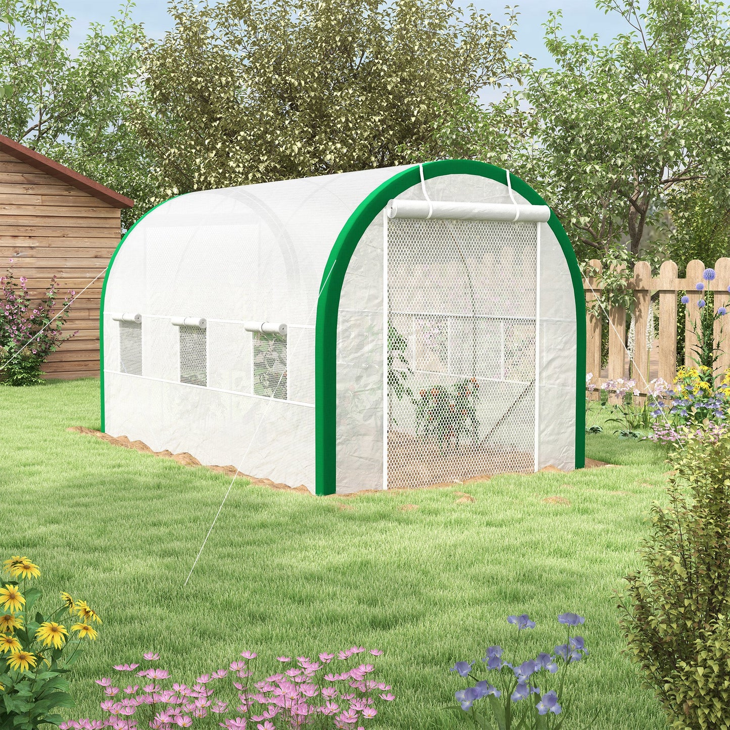 Kweekkas – Tunnelkas – Broeikas – Tuinkas – Foliekas – Stevig Gegalvaniseerd Stalen Frame – UV-bestendige Witte Folië 358x210x210 cm