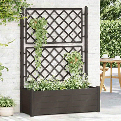 Plantenrek – Plantenstandaard – Bloemenrek – Plantentafel – Plantentrap – Kunststof – Weerbestendig – 100x43x142 cm – Antraciet