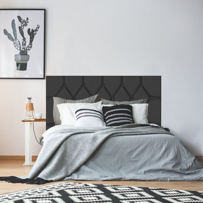 Gestoffeerd Bedframe – Tapijtbed – Platformbed – Ledikant – Slaapbank – Zwart Leerlook Hoofdeinde – 160x200 cm – Stevig Metalen Frame