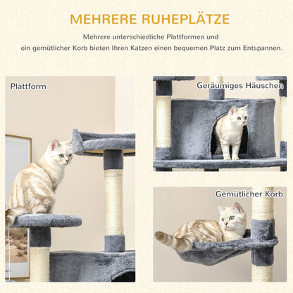 Krabpaal – Krabmeubel – Krabton – Kattenmeubel – Kattenklaar – Met 2 Hangmatten & Kattenholen – Stevig Sisal En Plush – Hoogte 200 cm