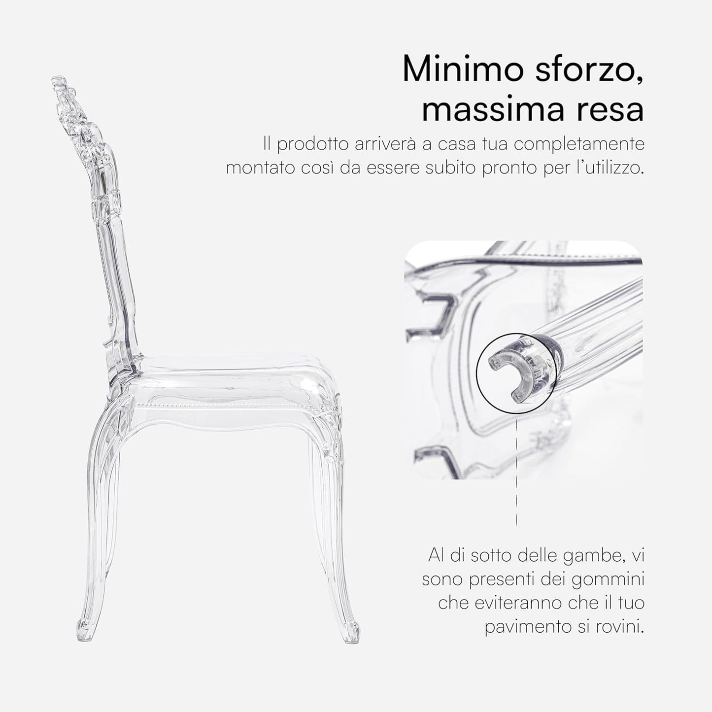 Transparante Stoelen – Doorzichtige Eetkamerstoelen – Polycarbonaat Stoelen – Design Krukken – Comfortabele Zitplaatsen – Ergonomische Rugleuning – Stevige L-vormige Poten