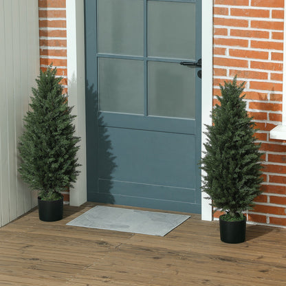 Kunstcipres – Kunstboom – Nepplant – Sierplant – Kamerplant – Set Van 2 – UV-Bestendig – 90 cm Hoog