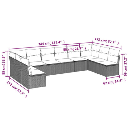 Loungeset – Loungesets – Tuinset – Tuinmeubel – Buitenmeubel – Modulair ontwerp – Weerbestendig PE-rattan – Afneembare wasbare kussenhoezen – Waterdichte opbergruimte – Zwart & crème – Zonder tafel