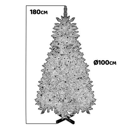 Kerstboom – Kunstkerstboom – Nepkerstboom – Kerstdecoratie – Binnenkerstboom – 180 cm Hoog – Brandvertragend PVC Met LED-Verlichting