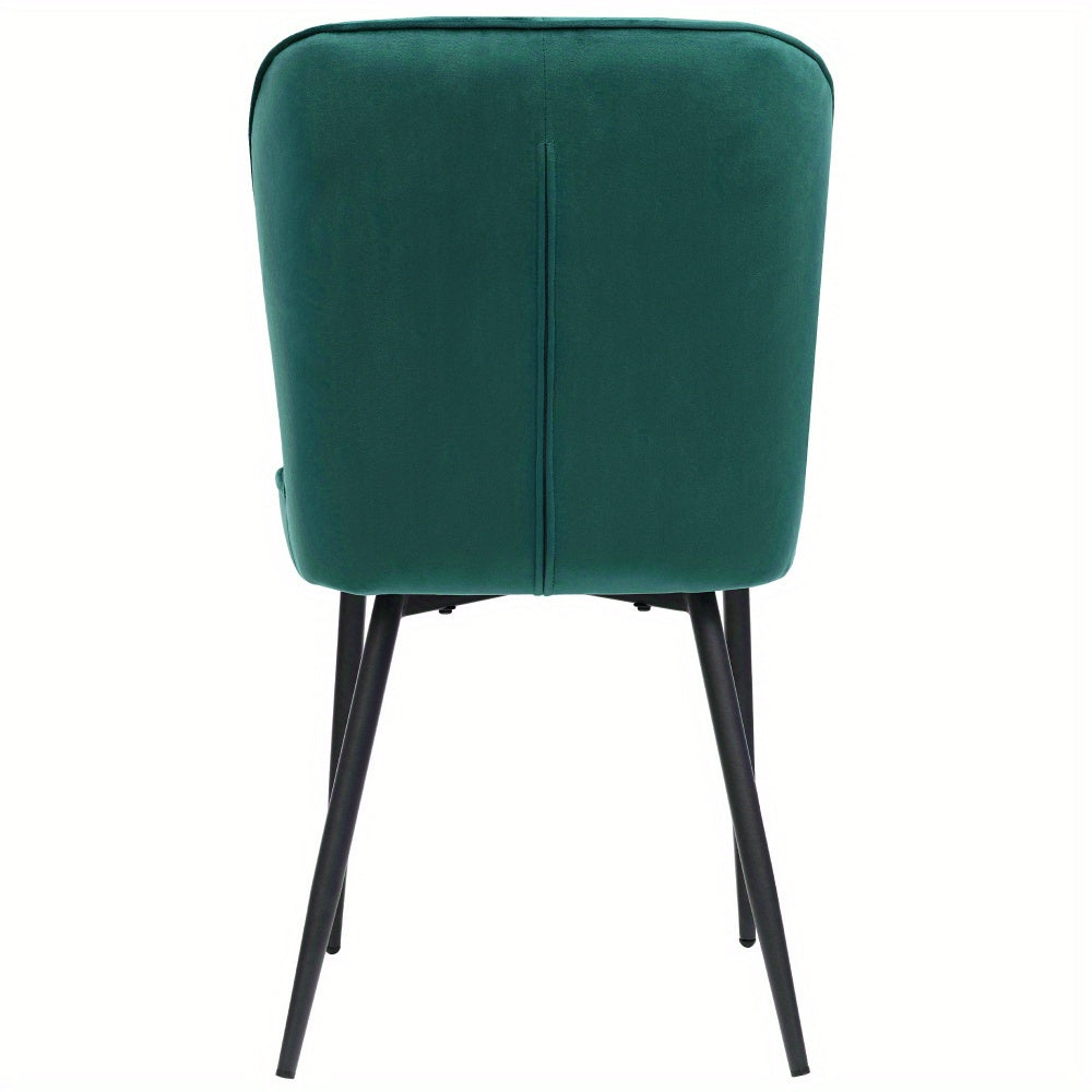 Eetkamerstoel – Stoel – Kuipstoel – Keukenstoel – Set Van 2 – Donkergroen Velvet – Metalen Onderstel – Comfortabel – Compact