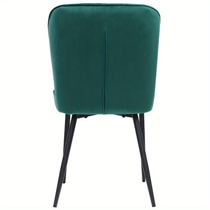 Eetkamerstoel – Stoel – Kuipstoel – Keukenstoel – Set Van 2 – Donkergroen Velvet – Metalen Onderstel – Comfortabel – Compact