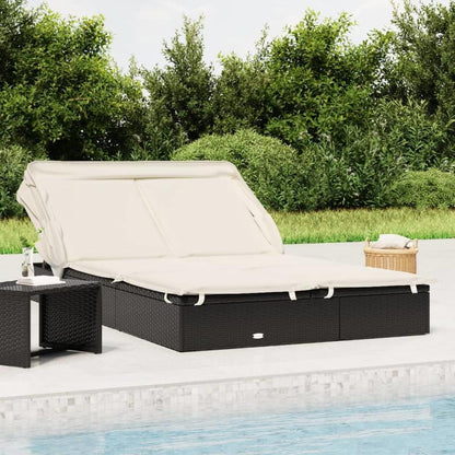 2-persoons Ligstoel – Tweezits Strandstoel – Buitenbank – Zonnescherm Stoel – Opvouwbare Relaxstoel – Inklapbaar Zonnedak – Weerbestendig Materiaal – 213x118x97 cm