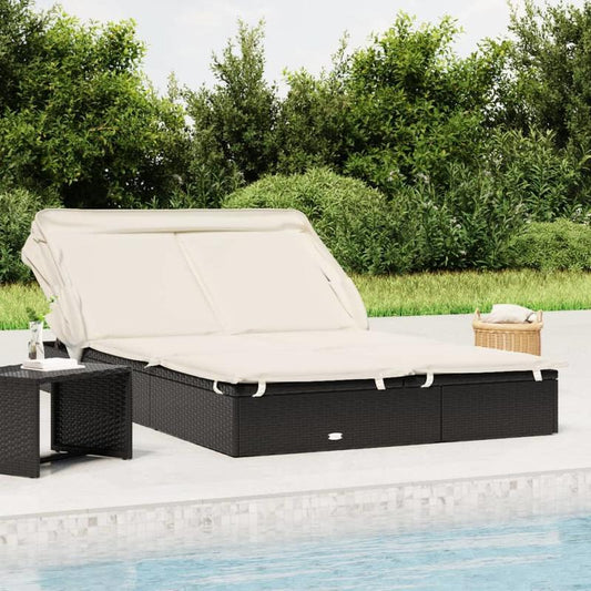 2-persoons Ligstoel – Tweezits Strandstoel – Buitenbank – Zonnescherm Stoel – Opvouwbare Relaxstoel – Inklapbaar Zonnedak – Weerbestendig Materiaal – 213x118x97 cm