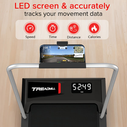 Walking Pad – Loopband – Treadmill – Barrens – Fitnessapparaat – Met Handvat – Verstelbare Hellingshoek 10% – Compact & Draagbaar – LED Display & Afstandsbediening – App Compatibel – Max 120 KG