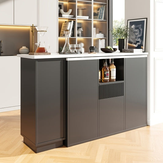 Bartafel – Statafel – Keukentafel – Barmeubel – Bistrotafel – Uitschuifbaar – Opbergruimte – Bamboe – Zwart – Mobiel