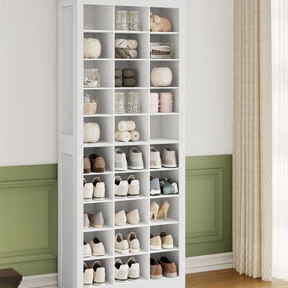 Schoenenkast – Schoenenrek – Schoenensysteem – Schoenopberger – Schoenenkast Wit – Vrijstaand – 30 Vakjes – Verstelbare Planken – Compact – Duurzaam Spaanplaat