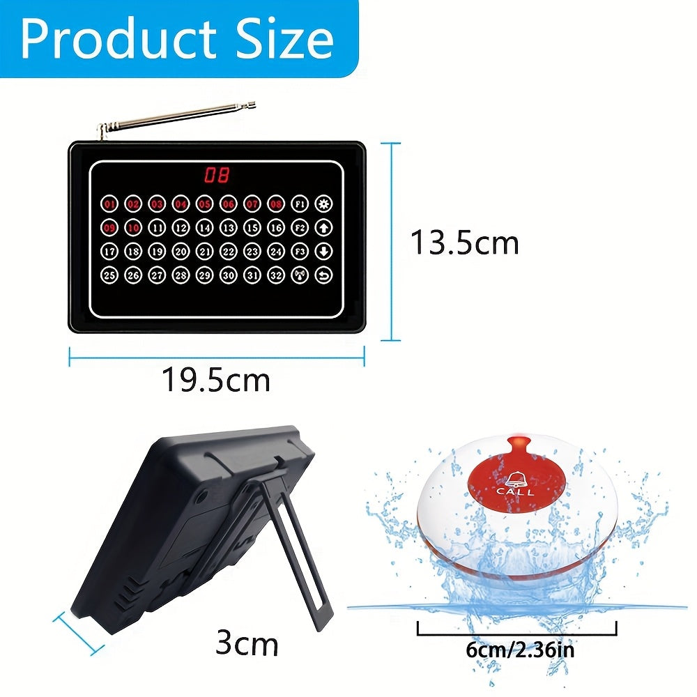 Belfoon – Draadloos Oproepsysteem – Oproepknop – Service Pager – Horeca Communicatiesysteem – Bereik 150m – Touchscreen Display met 20 Knoppen
