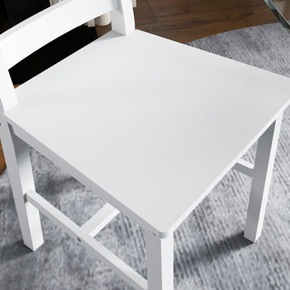Eetkamerstoelen – Keukenstoelen – Houten Stoelen – Witte Stoelen – Lade Rugleuning – Set van 2 – Slipvaste Pootbeschermers – Massief Houten Frame 41,5x46x90 cm