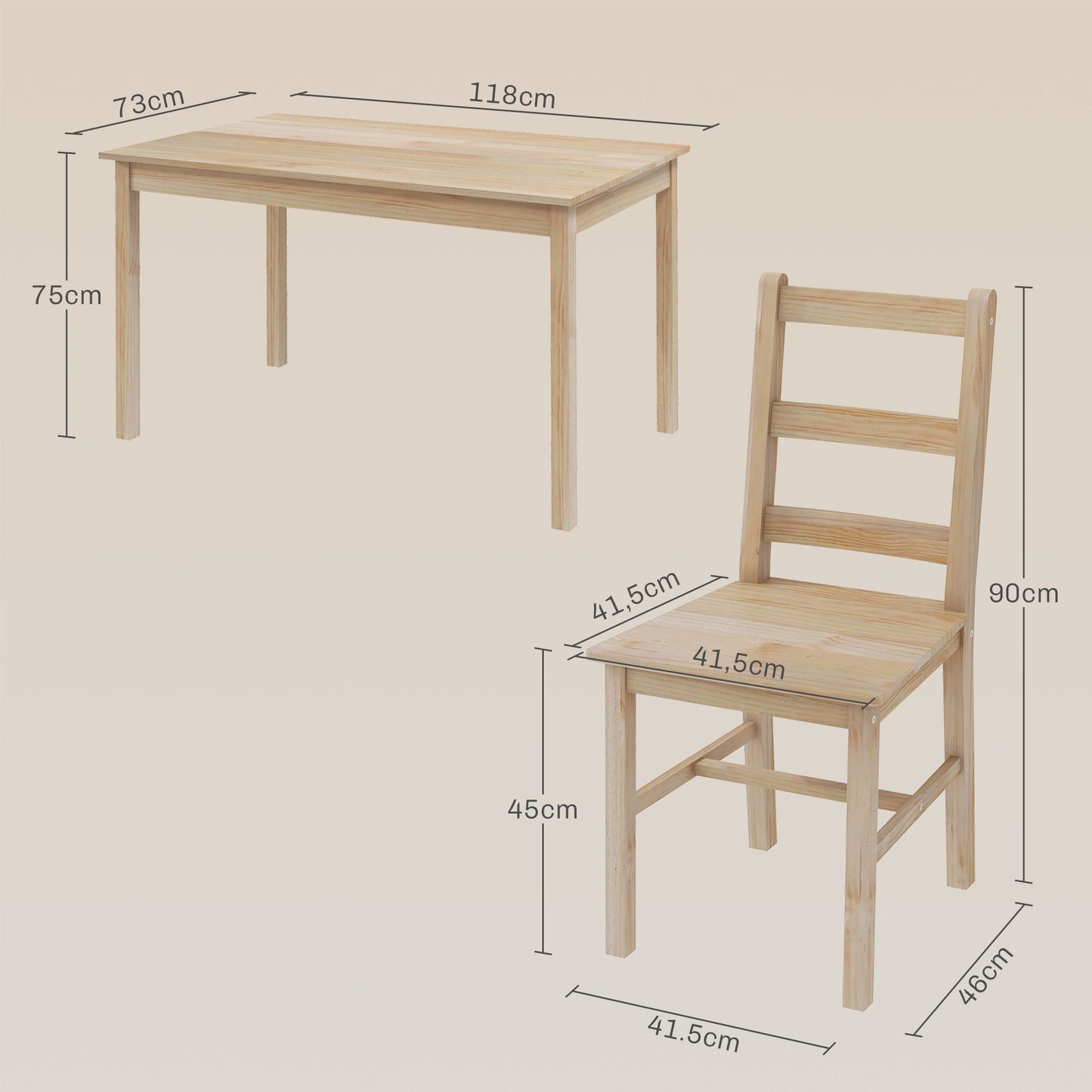 Eethoek – Eettafel Set – Dinerset – Tafel Met Stoelen – Massief Hout – Ruimtebesparend Ontwerp – 118x73 cm Tafel – Comfort Voor 4 Personen