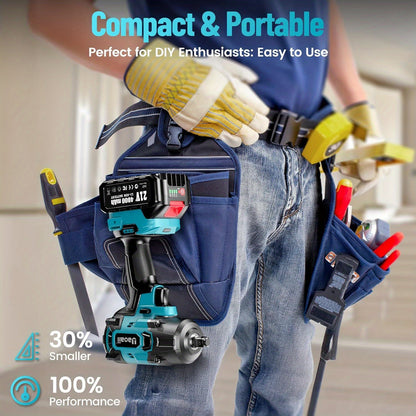 Draadloze Slagmoersleutel – Slagschroevendraaier – Impact Wrench – Elektrische Moersleutel – Accu Slagmoersleutel – 1000 Nm Koppel – 4000 mAh Accu – Brushless Motor