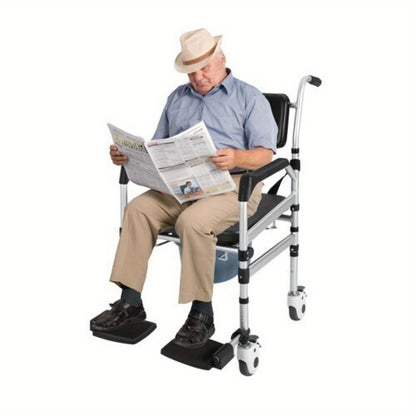 Douchestoel – Douchezitje – Badstoel – Douchekruk – Badkruk – Verstelbare Hoogte – Stabiel Tot 160 kg – Inklapbaar – Aluminium Frame – Ergonomisch Geplaatst – Veiligheidsriem – Antislip Wielen – Bidet – Zitting Met Bekleding – Zilver