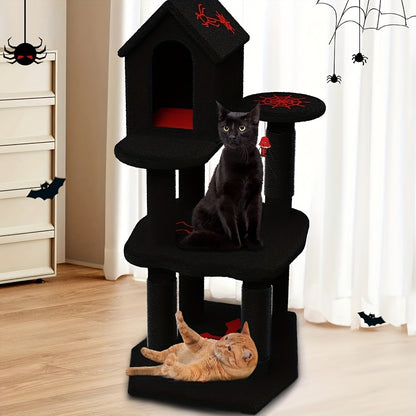 Kattenboom – Kattentoren – Krabpaal – Klimboom – Kattenmeubel – 3 Laags Hout – Afneembaar Hangbed – Afgeschermde Krabpalen