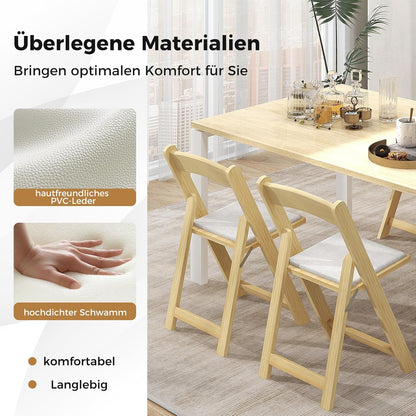 2-Delige Eetkamerstoelenset – Inklapbare Stoelen – Keukenstoelen – Klapstoelen – Bijeenkomststoelen – Rubberhouten Poten – Comfortabele Schuimzitting