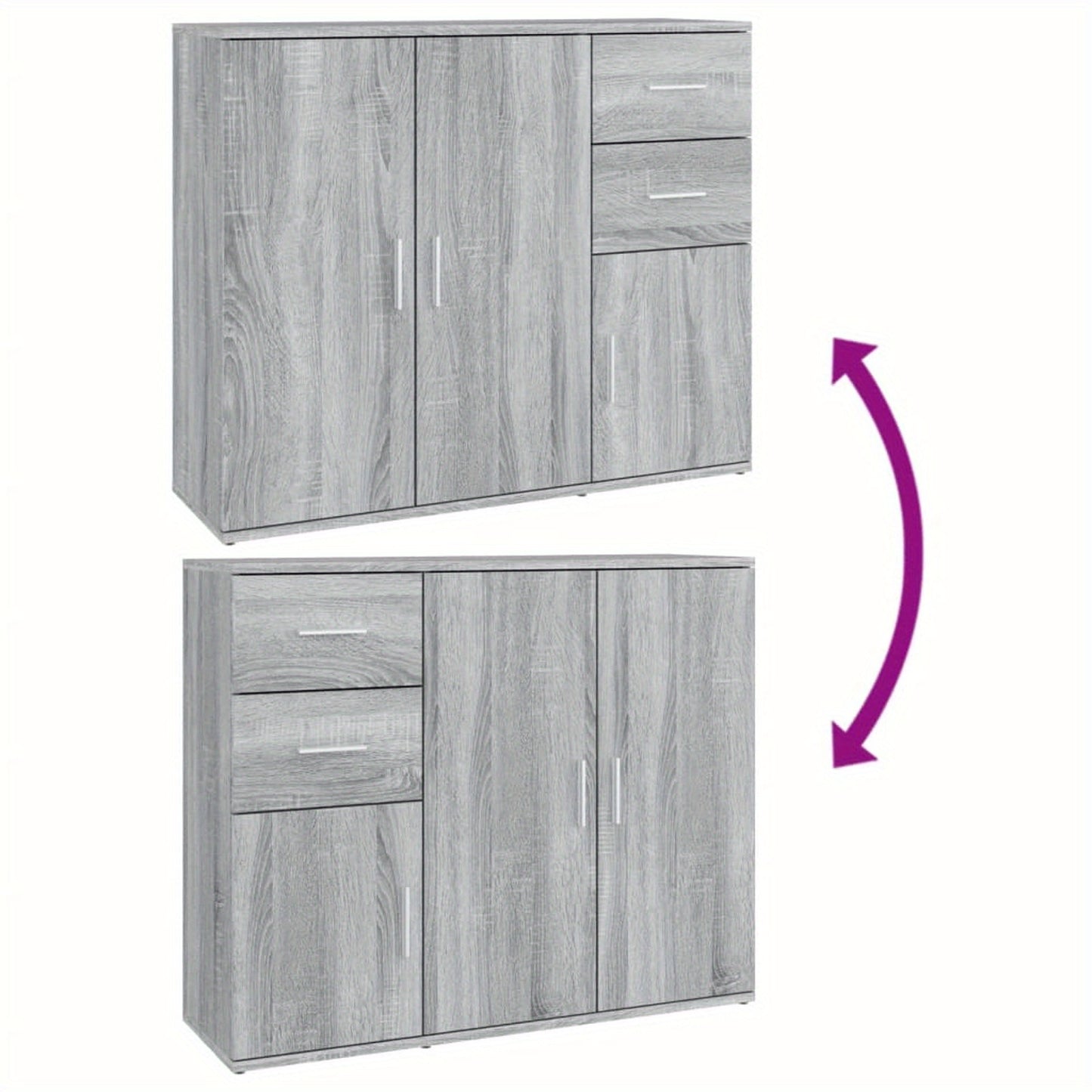 Sideboard Grey Sonoma 91x29.5x75 cm Engineered Wood Side Cabinet Organizer Storage Cabinet Storage Box for Bedroom, Living Room, Bathroom, Home Furniture