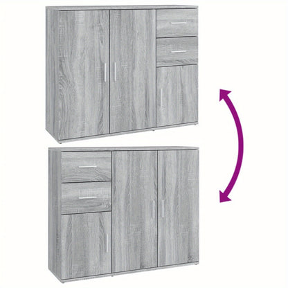 Sideboard Grey Sonoma 91x29.5x75 cm Engineered Wood Side Cabinet Organizer Storage Cabinet Storage Box for Bedroom, Living Room, Bathroom, Home Furniture