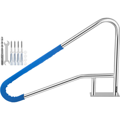 Zwembadleuning – Zwembadrail – Handgreep Zwembad – Zwembadtrap Handvat – 54x36" – Roestvrij Staal 304 – Antislip Nylon Grip