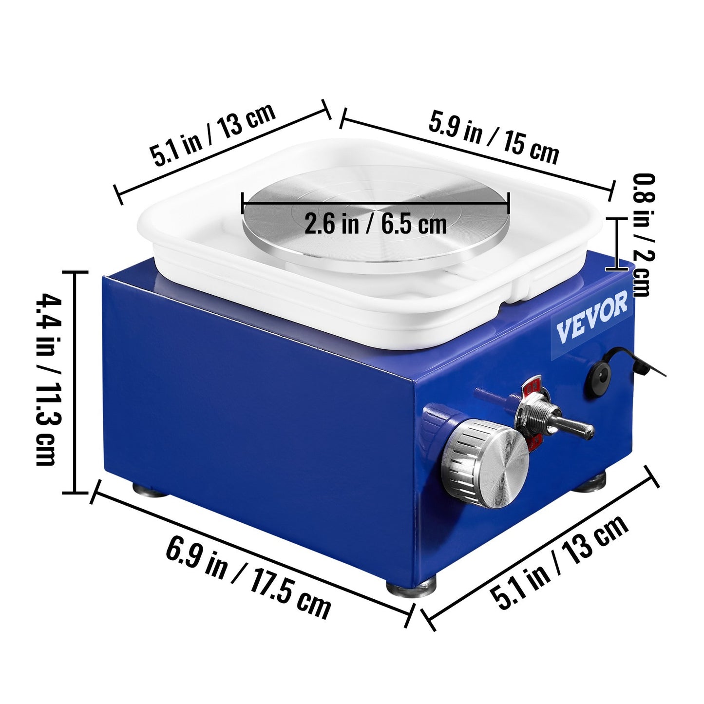 Draaibank Keramiek – Pottenbakkersschijf – Boetseerschijf – Pottenbakmachine – Keramiekschijf – 30W Motor – 2 Diameter Werkoppervlak 6,5 en 10 cm