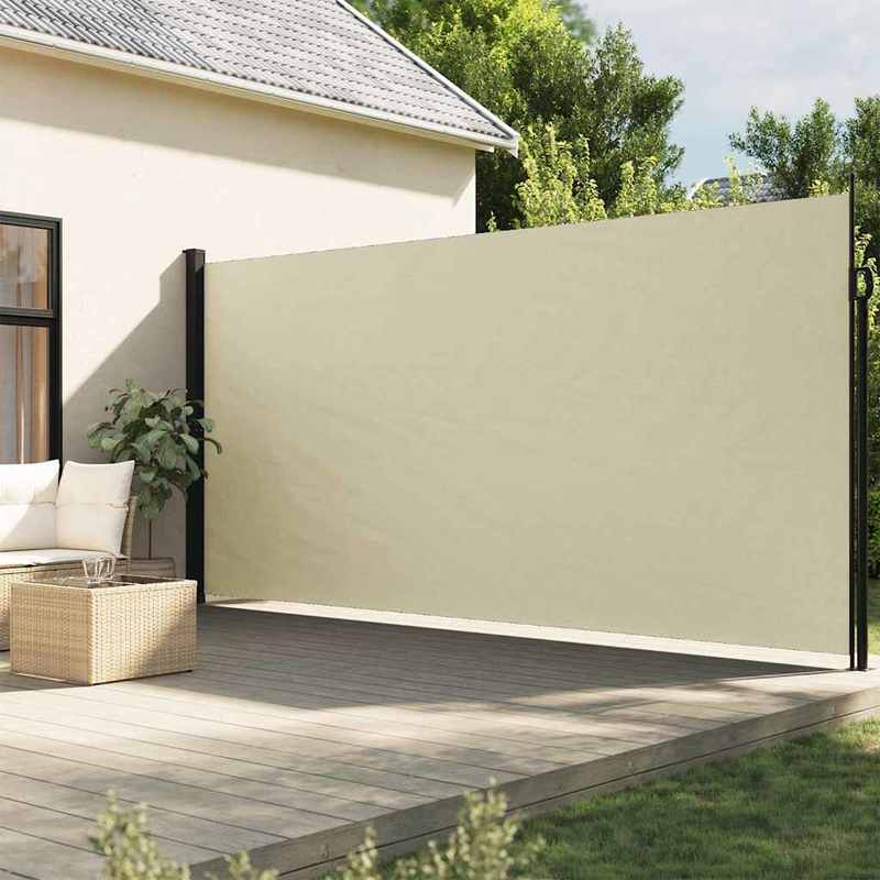 Uitbreidbaar Zijscherm – Privacyscherm – Tuinscherm – Balkonkap – Zonnescherm – Crème Wit Grijs – Weerbestendig Polyester – Eenvoudige Montage