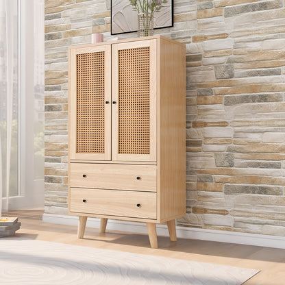 Bamboe Kast – Opbergkast – Ladekast – Opbergmeubel – Dressoir – Verticale Kast Met 2 Deuren En 3 Laden – Duurzaam Natuurlijk Bamboe – Compact 68 Cm Hoog