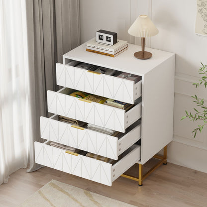 Ladekast – Opbergkast – Nachtkastje – Commodes – Kastje – Compact Formaat – 4 Lades – MDF Houtcomposiet – Wit