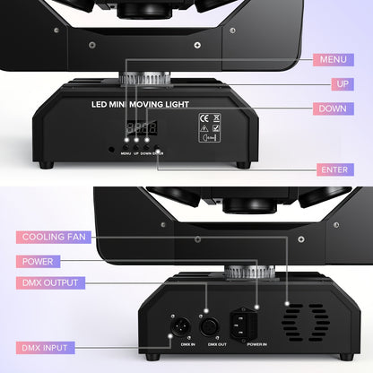 270W Moving Head LED Spot – RGBW Stage Licht – DJ Licht – Discotheek Verlichting – Party Verlichting – 18 LED’s – DMX512 & Geluidsactivatie - QUORE