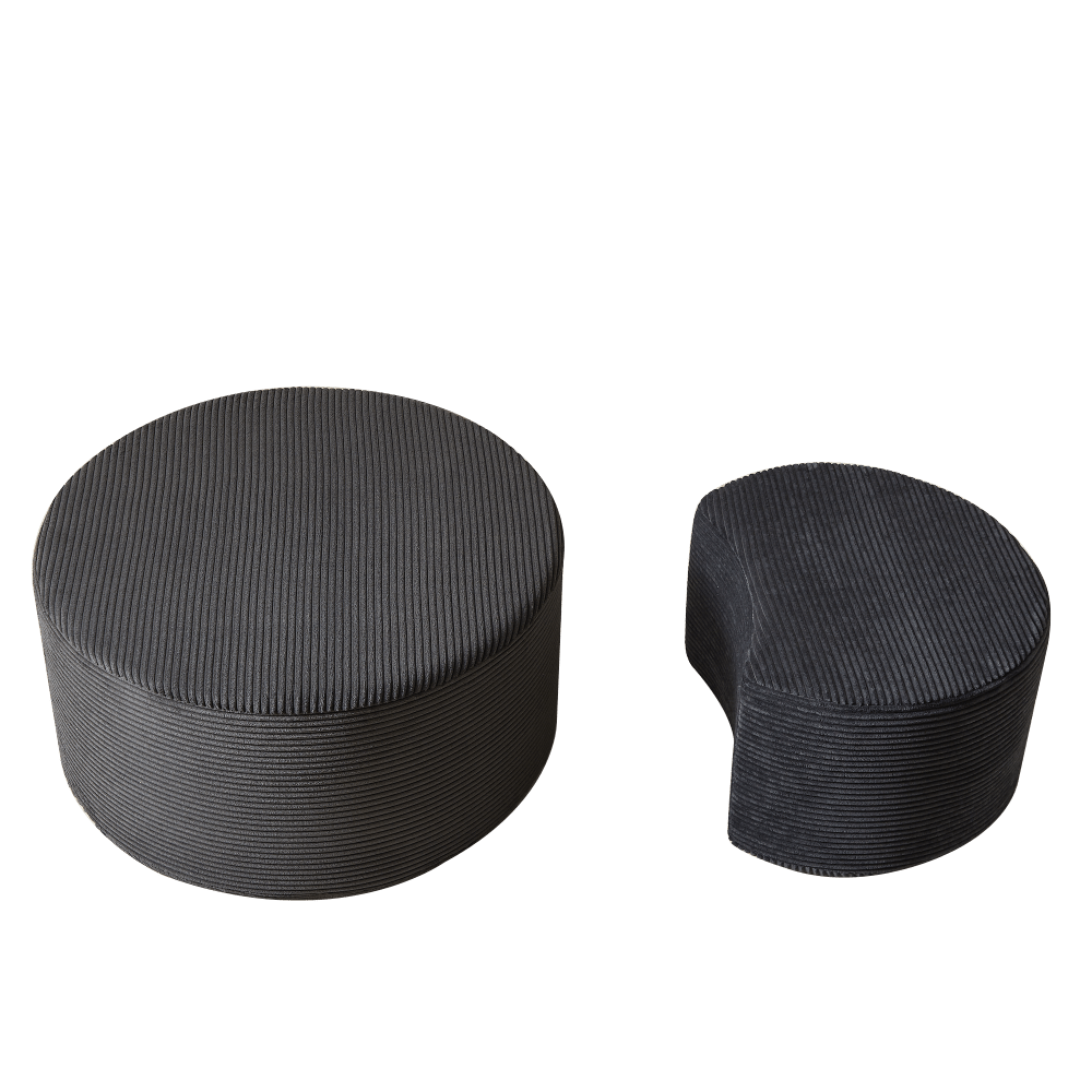 Salontafel – Koffietafel – Bijzettafel – Poef – Houten Tafel – Set Van 2 – Gestoffeerd Foamoppervlak – Compact Voor Kleine Ruimtes