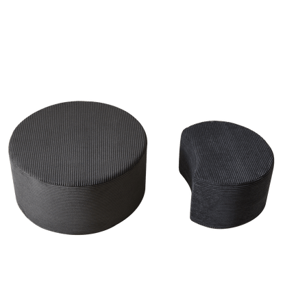 Salontafel – Koffietafel – Bijzettafel – Poef – Houten Tafel – Set Van 2 – Gestoffeerd Foamoppervlak – Compact Voor Kleine Ruimtes