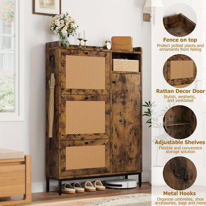 Schoenenkast – Schoenenrek – Schoenenopberger – Schoenmeubel – Schoenenkast Vrijstaand – 3 Kantelvakken – Geen Montage – Stevig Houten Frame