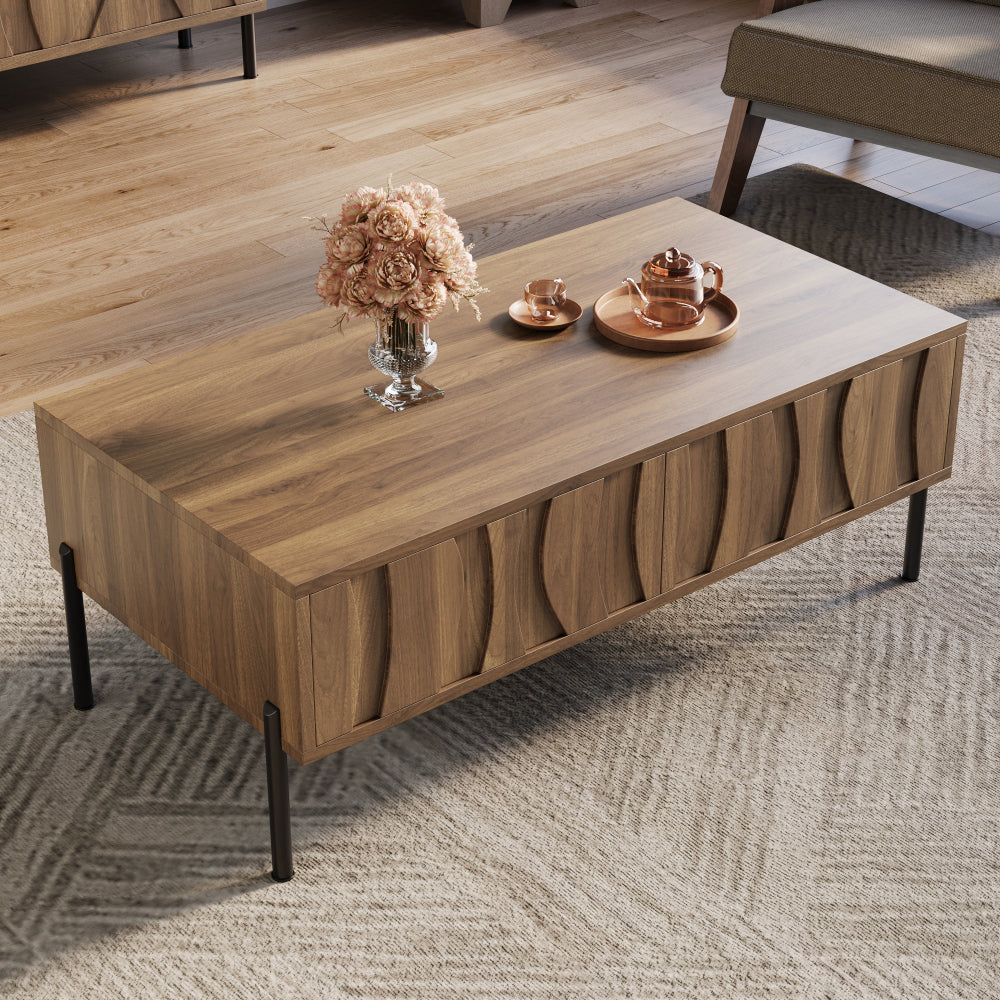 Ladekast – Ladenkast – Opbergkast – Commode – Dressoir – Wit Gelakt – 6 Ruime Laden – Stalen Poten – Modern Design – Ruimtebesparend – Eenvoudige Montage