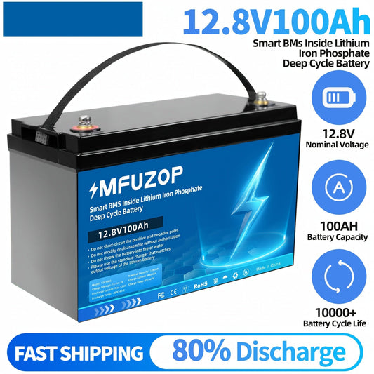 Lithium Accu – LiFePO4 Accu – 12V Accu – Zonne-energie Accu – 100Ah Capaciteit – Lichtgewicht 10,6 kg – 10.000+ Laadcycli