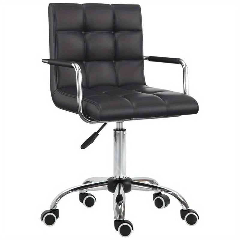 Bureaustoel – Ergonomische Stoel – Kantoorstoel – Office Chair – Werkstoel – Verstelbare Hoogte – Zwart PVC Bekleding – Comfortabele Armleuningen
