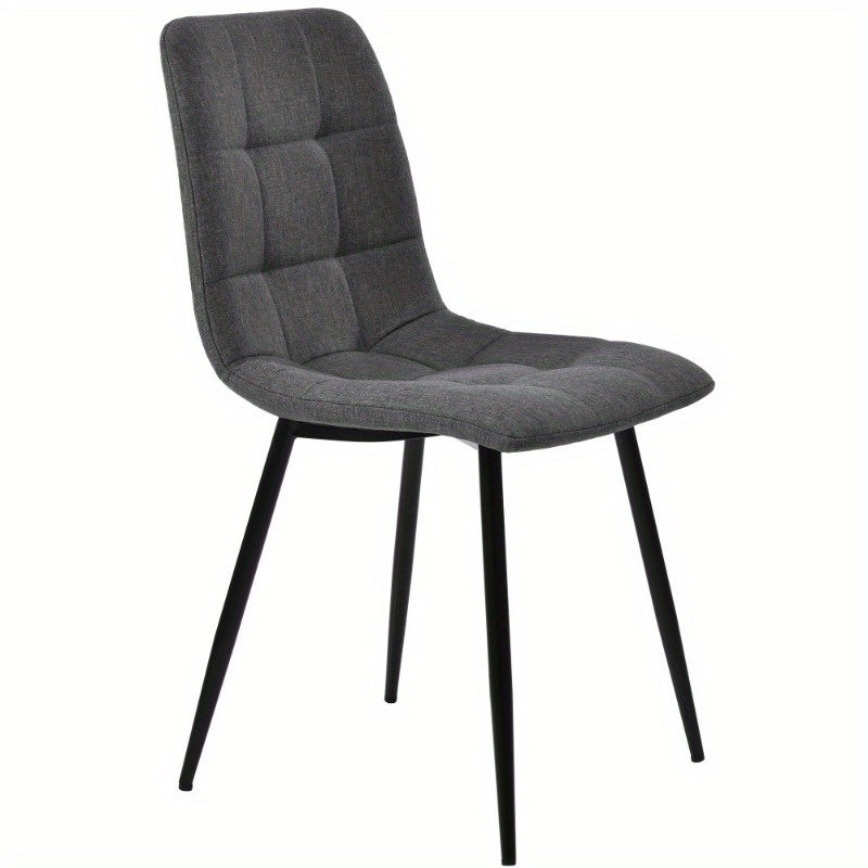 Eetkamerset – Eettafel Set – Keukentafel Met Stoelen – Diningset – Tafel Met Stoelen – 120x70 cm Matzwart Metaal – Donkergrijze Linnen Bekleding