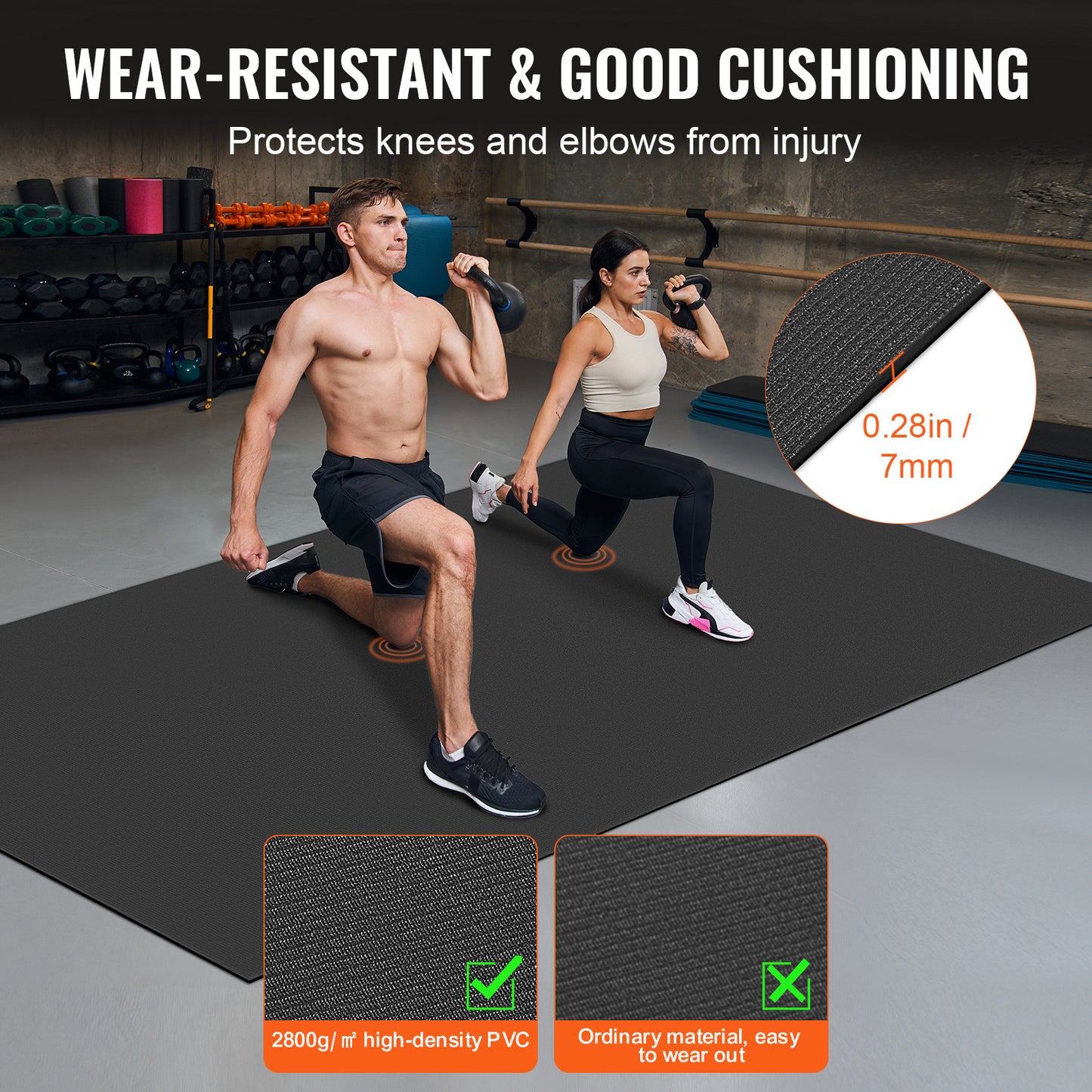 Fitnessmat – Yogamat – Trainingsmat – Pilatesmat – Gymmat – Groot Formaat 305x183 cm – Antislip PVC Dicht 7 mm Dikte